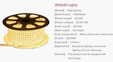 La lumière de bande menée par couleur simple dépouille Dimmable, 12 volts les lumières de bande collantes menées 5 par mètres