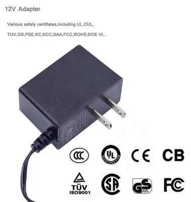 l'adaptateur de puissance de bâti de mur d'UE de 12V 1A 12Watt USA avec l'UL de la CE du niveau VI marquée pour la caméra de télévision en circuit fermé a mené les lampes au néon
