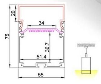 Profil en aluminium monté apprêté de LED avec la longueur de 1.2m 1.5m, anodisée de finition