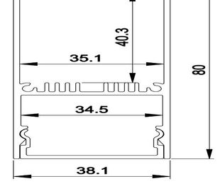 l'aluminium de pendant de 38mm*80mm a mené le canal avec la couverture givrée par PC, extrusion de l'alu ALP3880